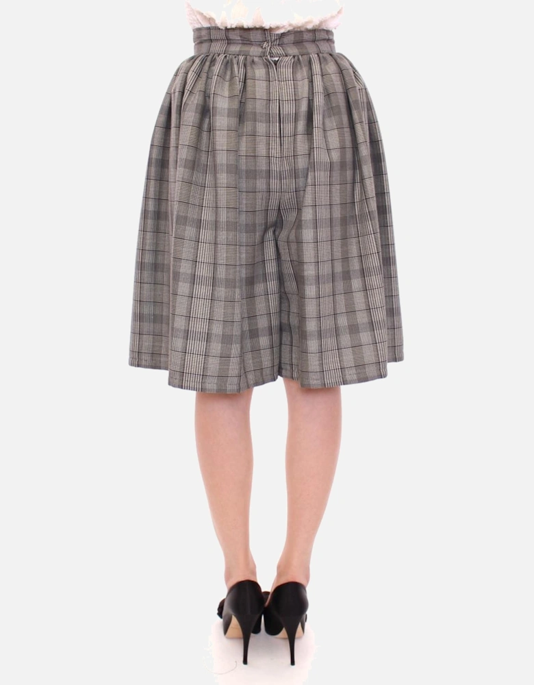 Pleated Midi Skirt Gray Plaid Aline Women