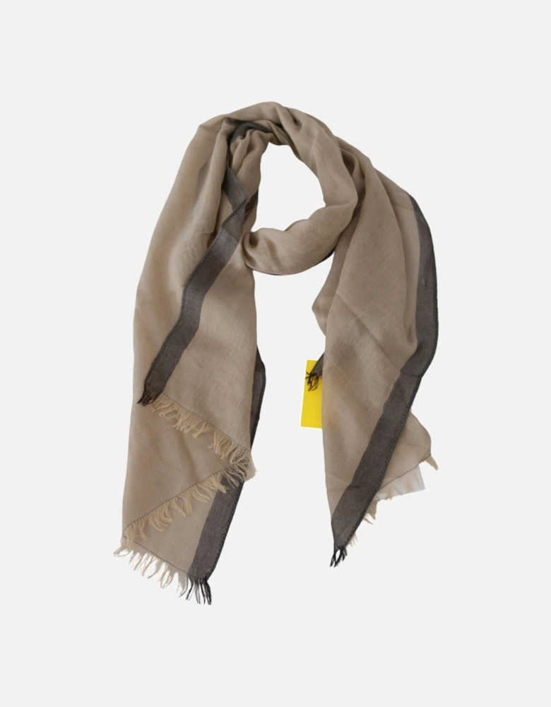 Scarf Beige Gray Stripes Women Scarves