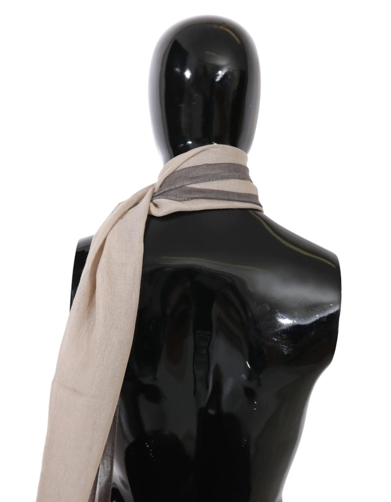 Scarf Beige Gray Stripes Women Scarves