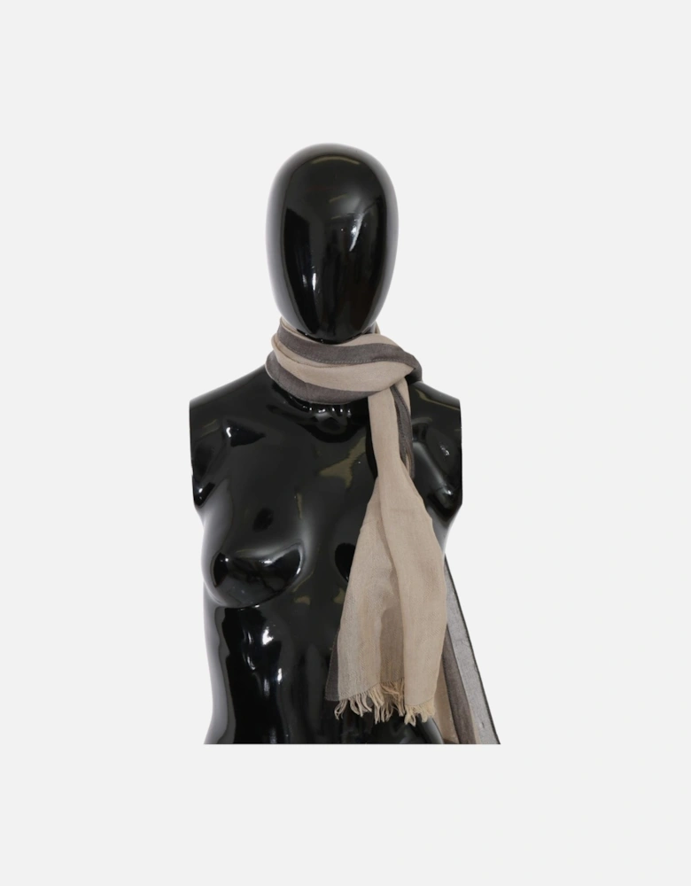 Scarf Beige Gray Stripes Women Scarves