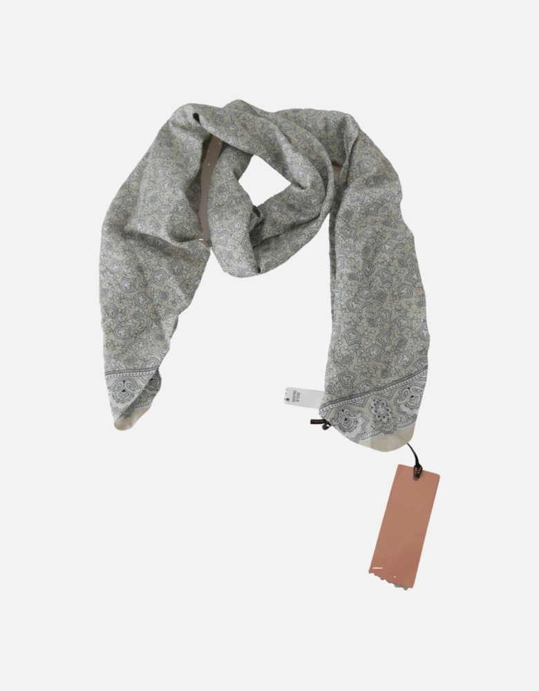 Silk Scarf Floral Print Women - Beige Scarves