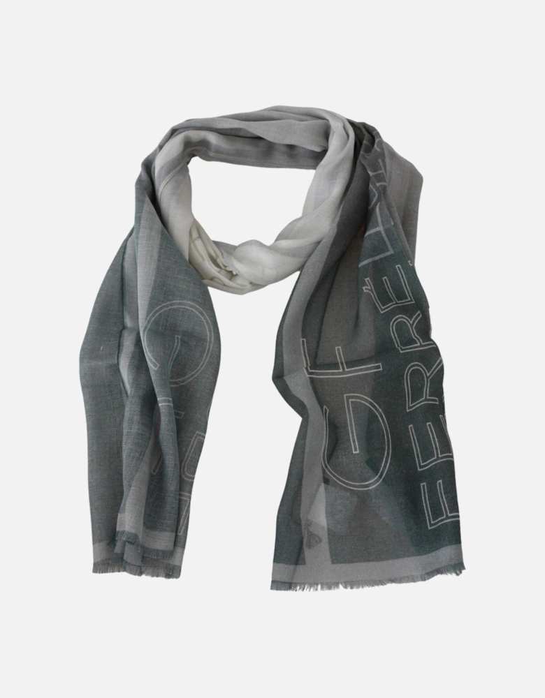 Scarf Green Gray Pattern Women - Blue Scarves