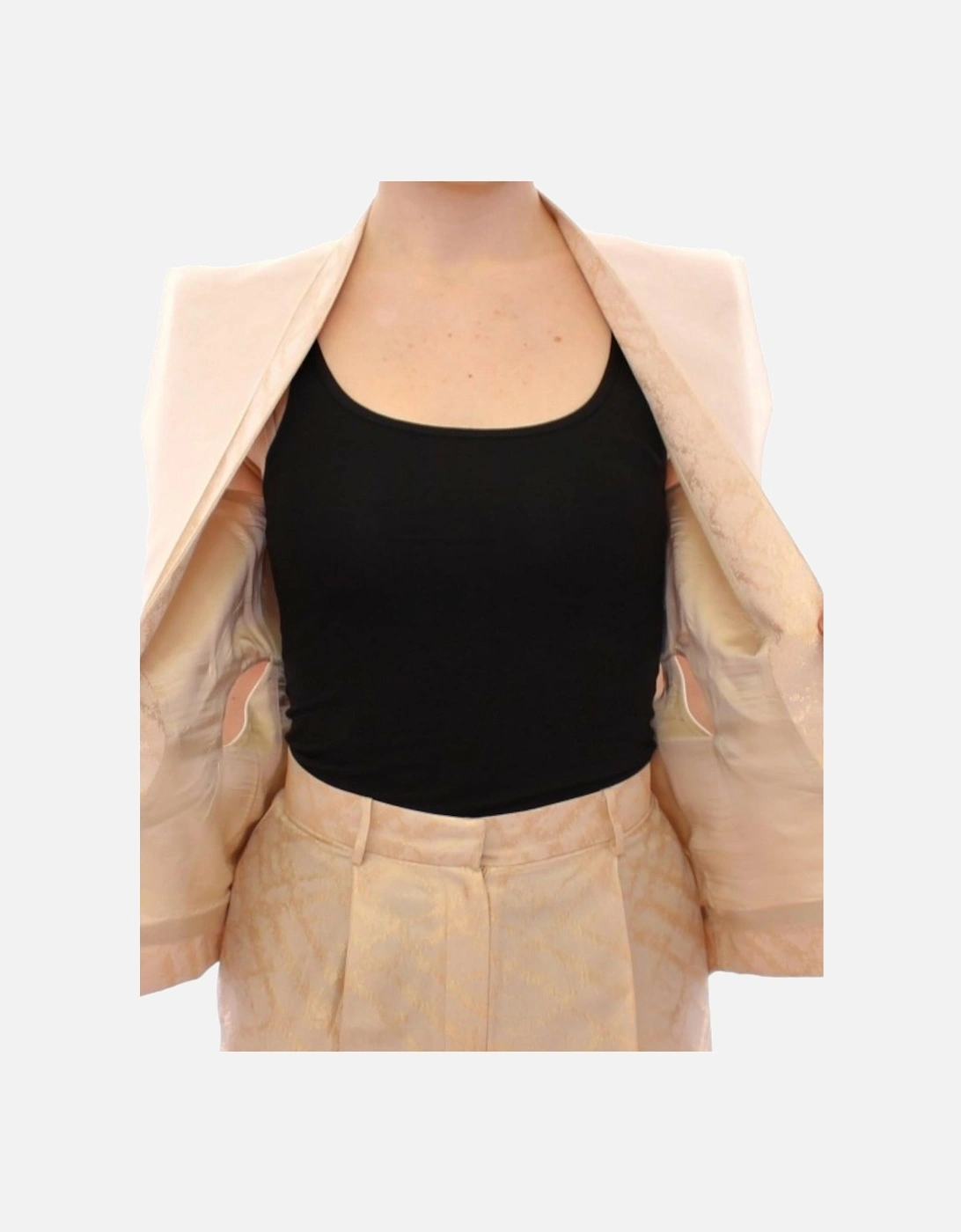 Brocade Sleeveless Vest with Original Tags Women - Beige Jackets