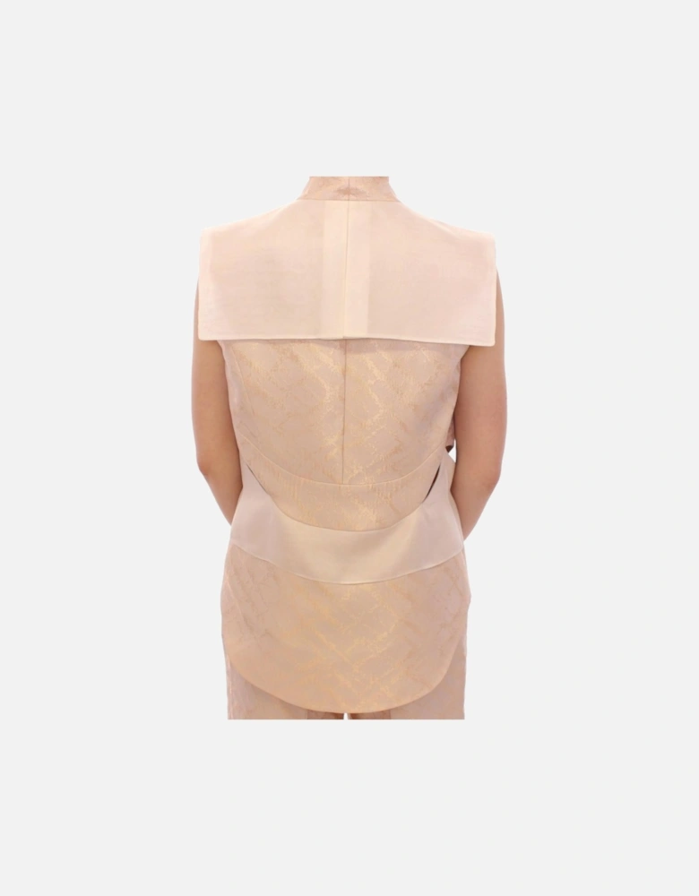 Brocade Sleeveless Vest with Original Tags Women - Beige Jackets
