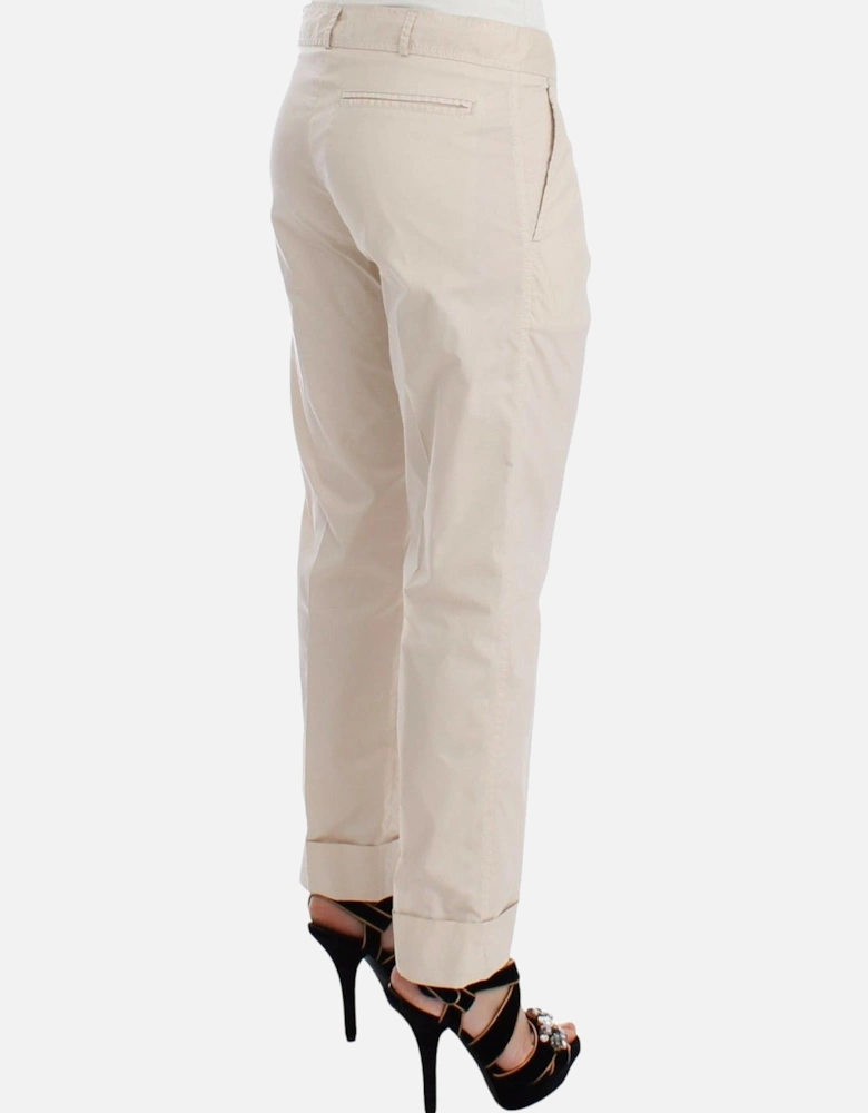 Pleated Cuffed Pants Beige Women Jeans