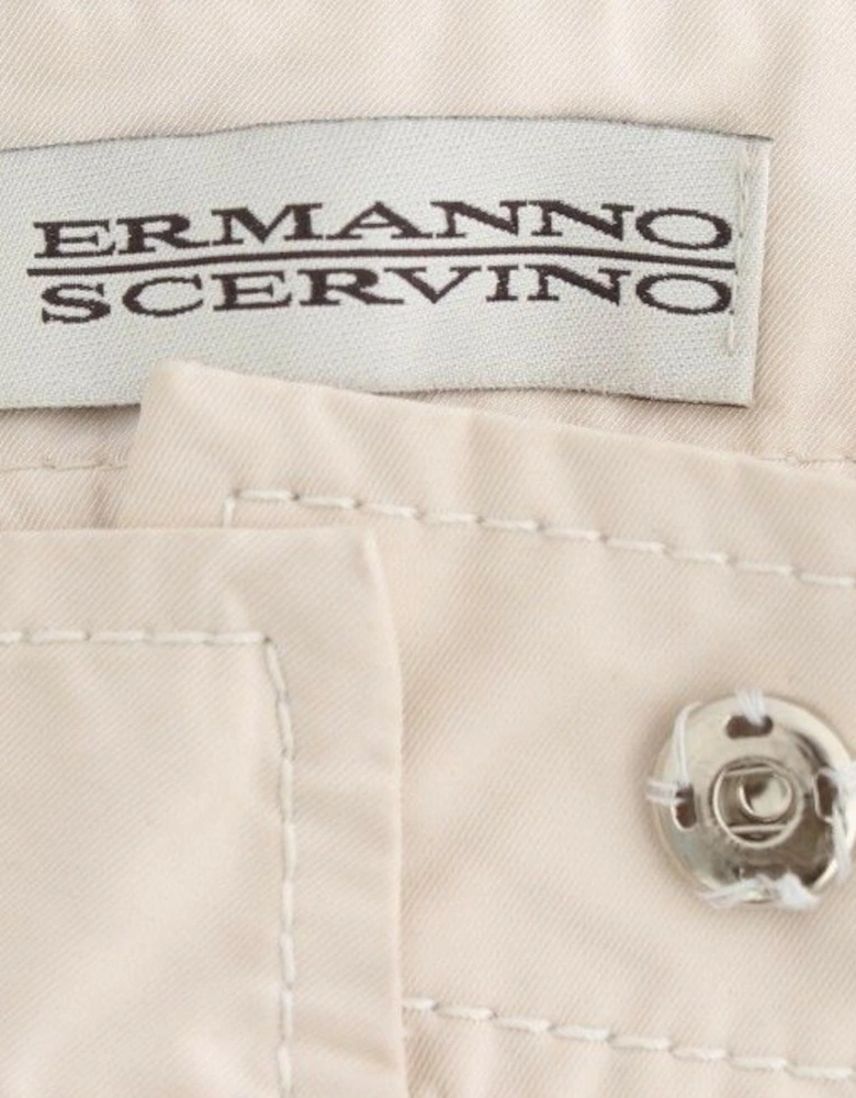 Pleated Cuffed Pants Beige Women Jeans