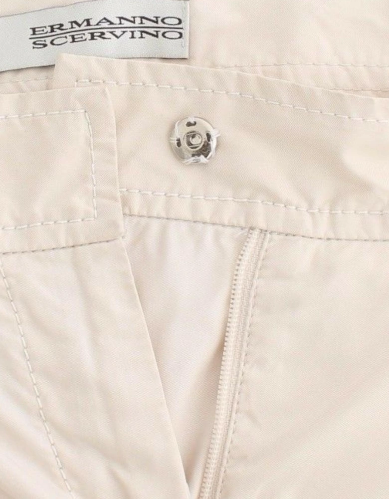 Pleated Cuffed Pants Beige Women Jeans