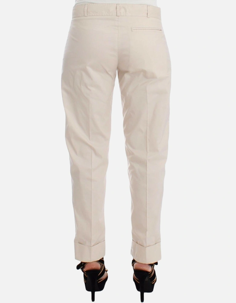 Pleated Cuffed Pants Beige Women Jeans
