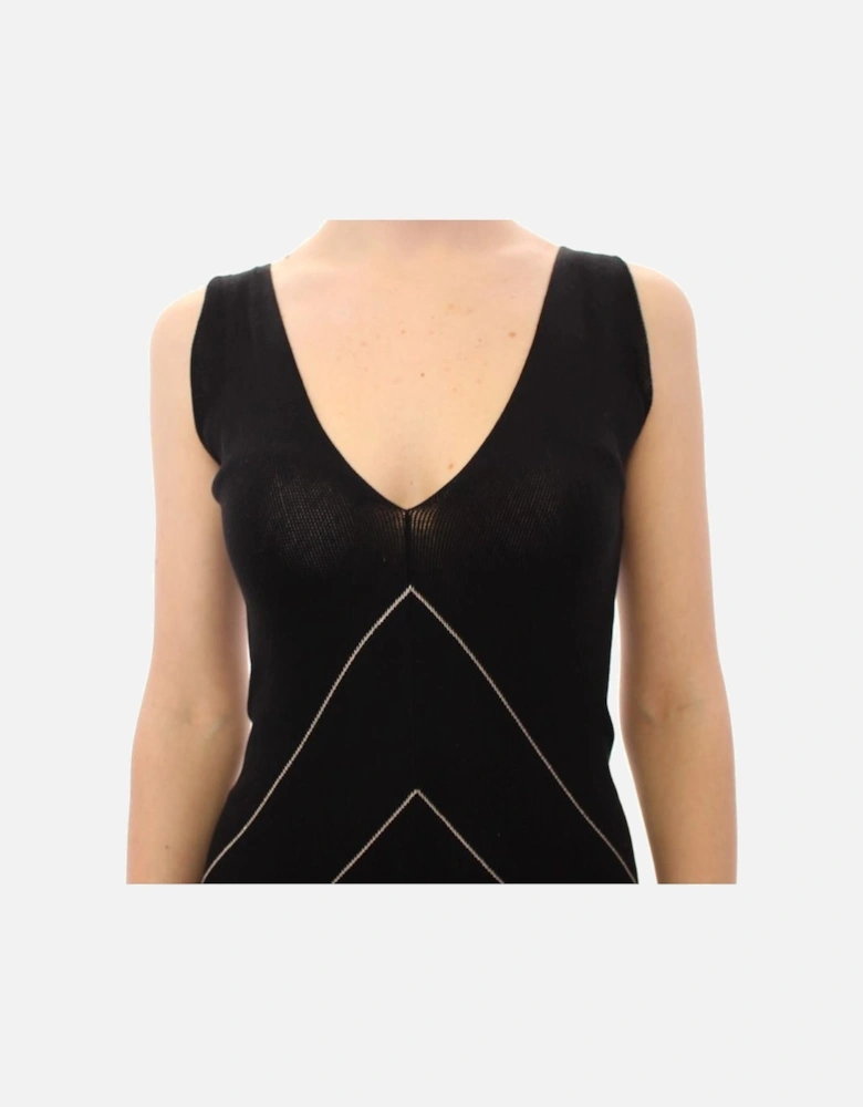 Knit Dress Geometric VNeck Women - Blackwhite Dresses