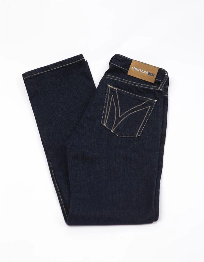 Embroidered Stretch Denim Jeans with Unique Detailing Women - Blue