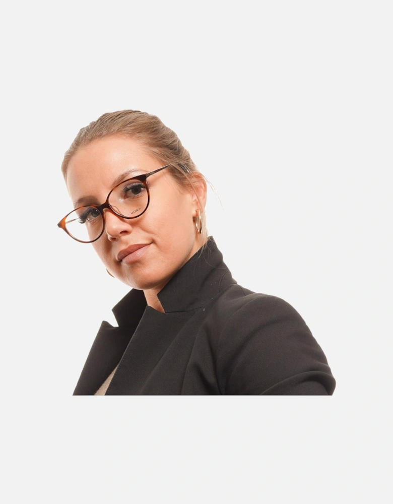 Brown Cat Eye Glasses with Metal and Plastic Frame and Demo Lenses