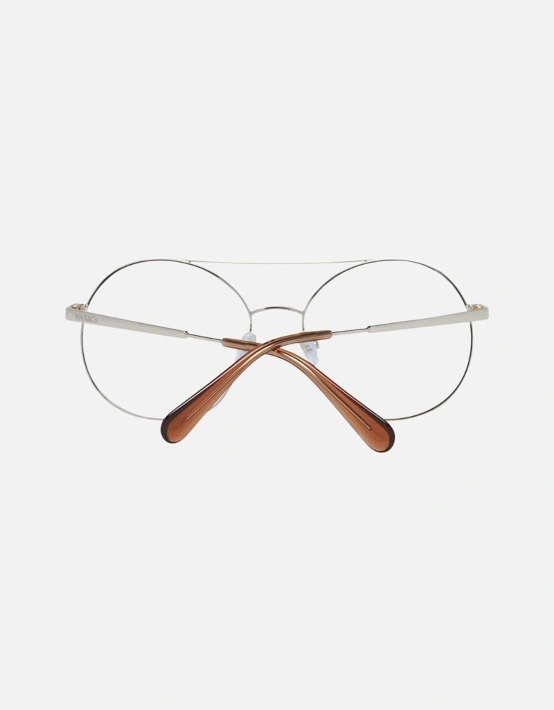 Gold Round Metal Frame Glasses with Demo Lenses Women