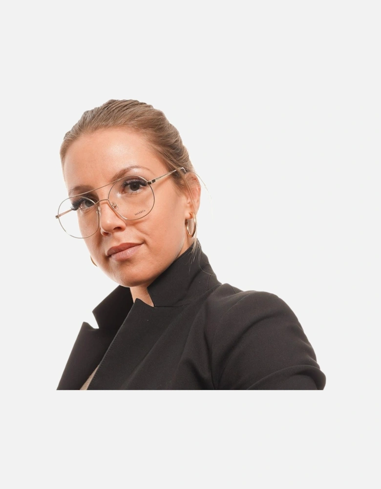 Gold Round Metal Frame Glasses with Demo Lenses Women