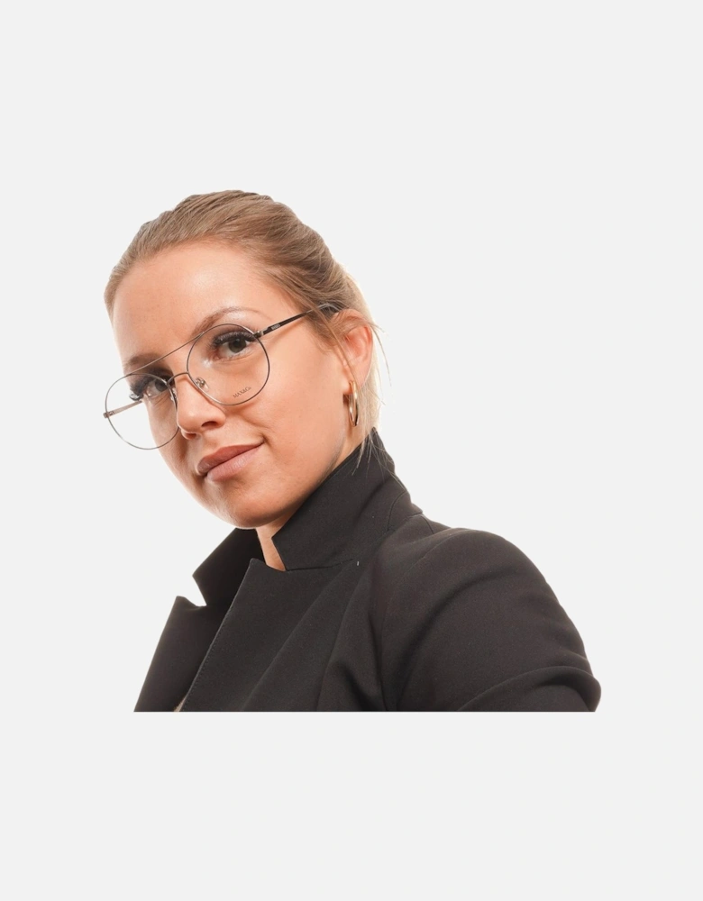 Grey Round Metal Frame Glasses with Plastic Demo Lenses Women - Gray