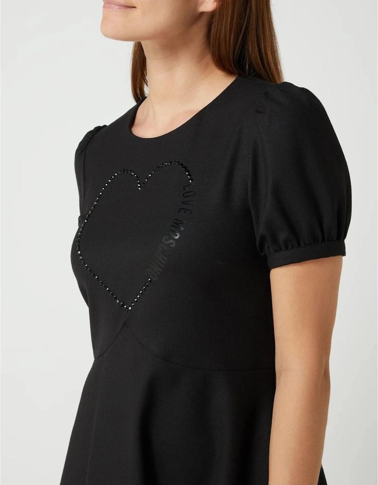 Heart Embellished Aline Mini Dress Women - Black Dresses