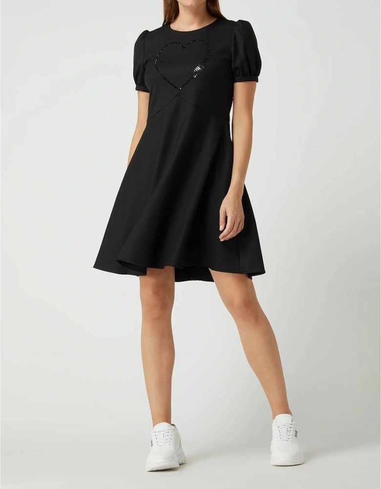 Heart Embellished Aline Mini Dress Women - Black Dresses