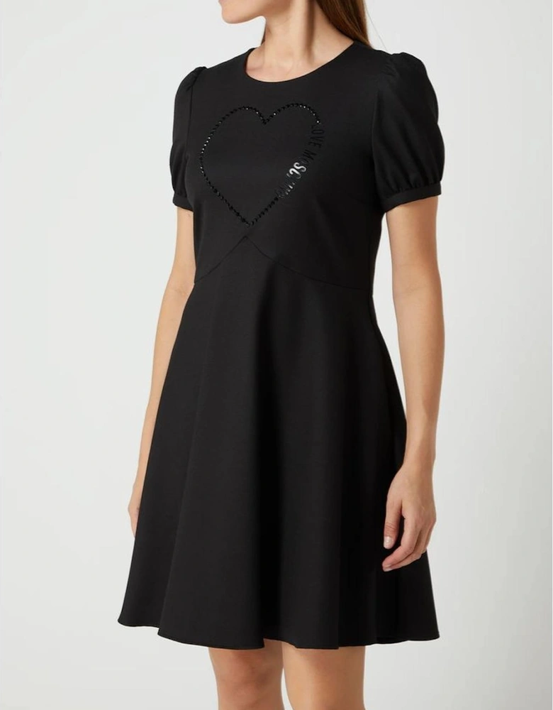Heart Embellished Aline Mini Dress Women - Black Dresses