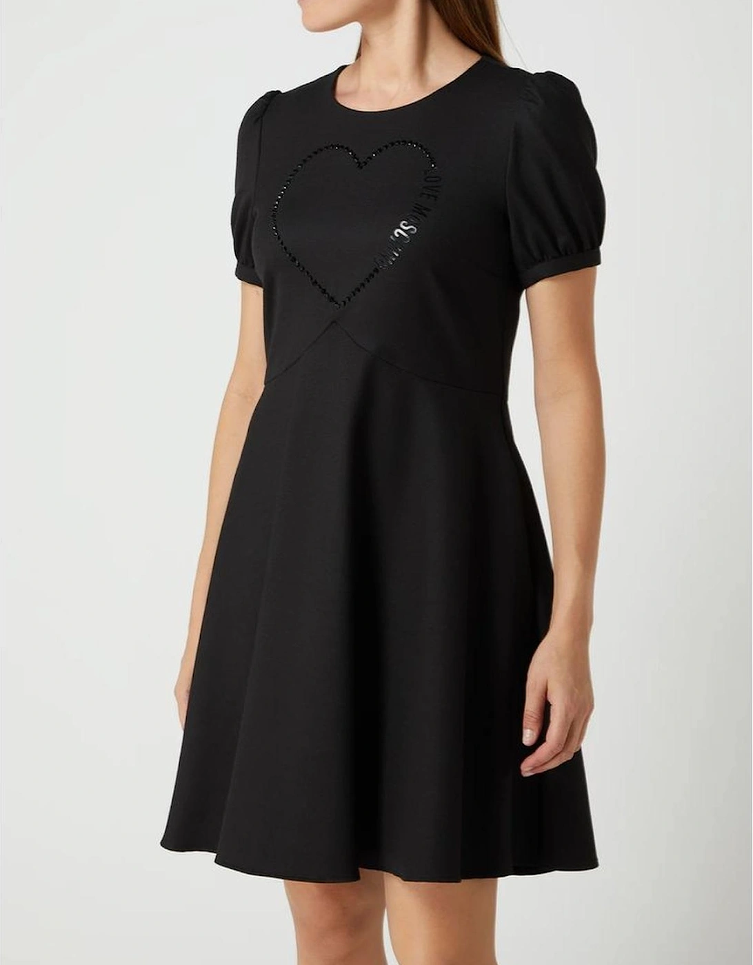 Heart Embellished Aline Mini Dress Women - Black Dresses, 6 of 5