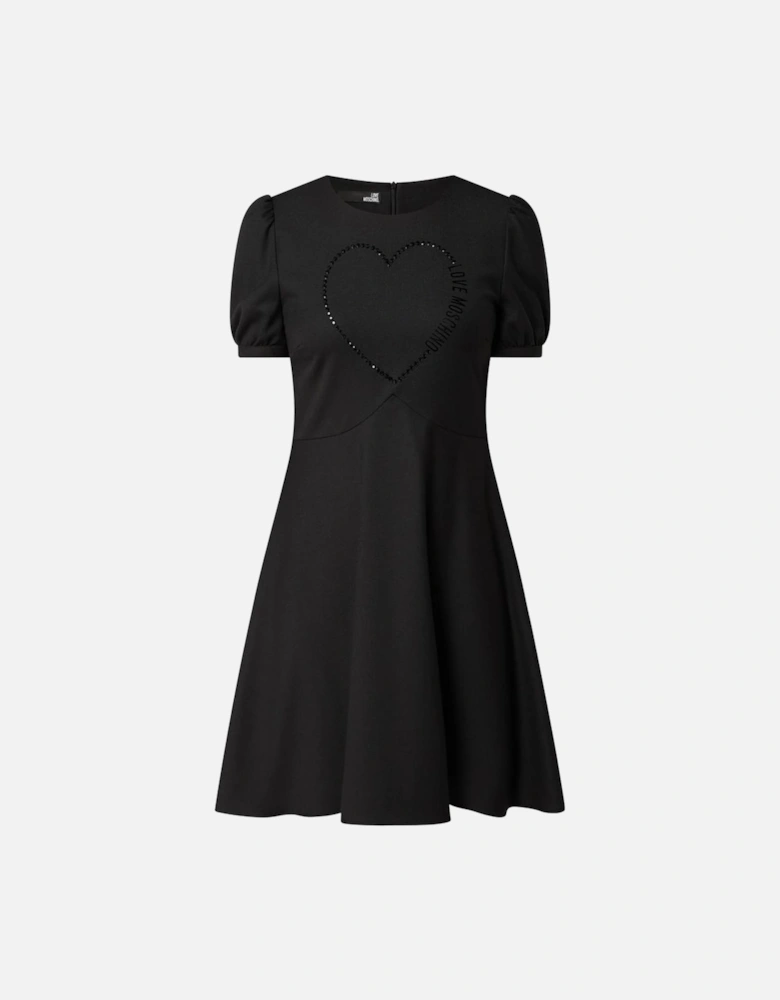 Heart Embellished Aline Mini Dress Women - Black Dresses