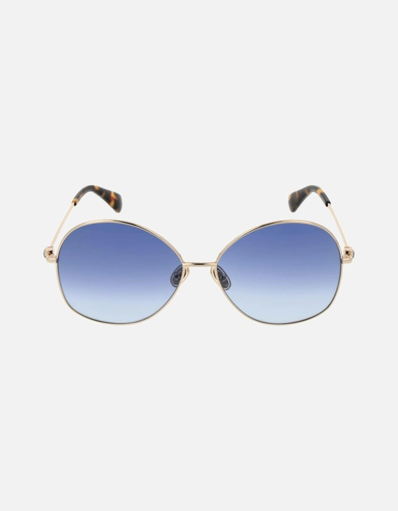 Round Metal Frame Gradient Lens Sunglasses Women - Gold