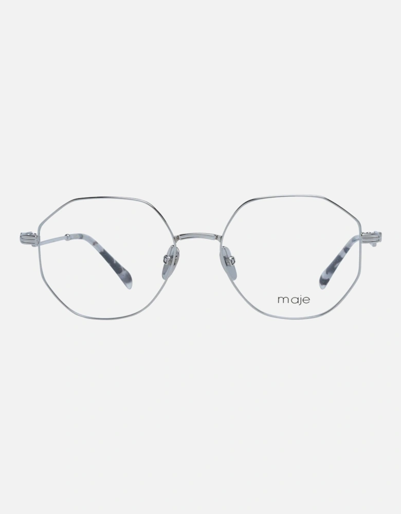 Silver Round Metal Frame Glasses with Demo Plastic Lenses Women