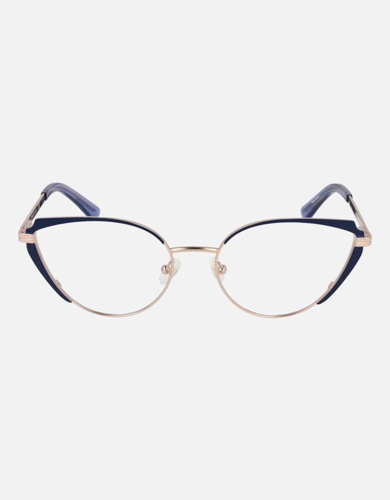 Cat Eye Full-Rim Metal Frame Glasses Women - Blue
