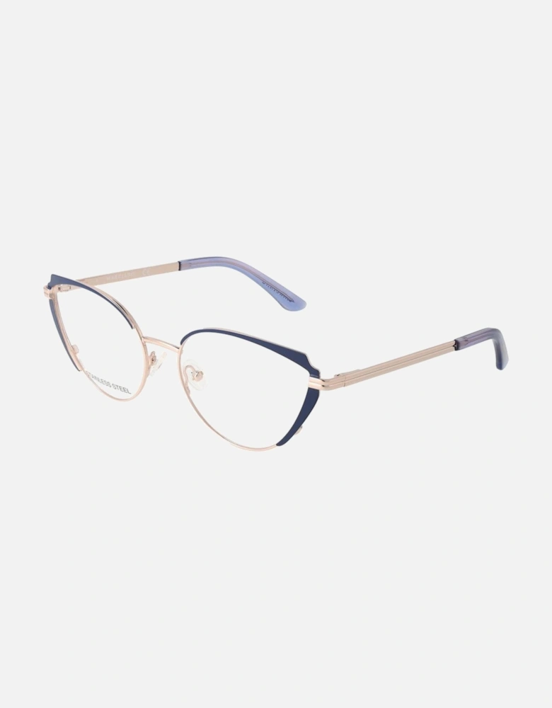 Cat Eye Full-Rim Metal Frame Glasses Women - Blue