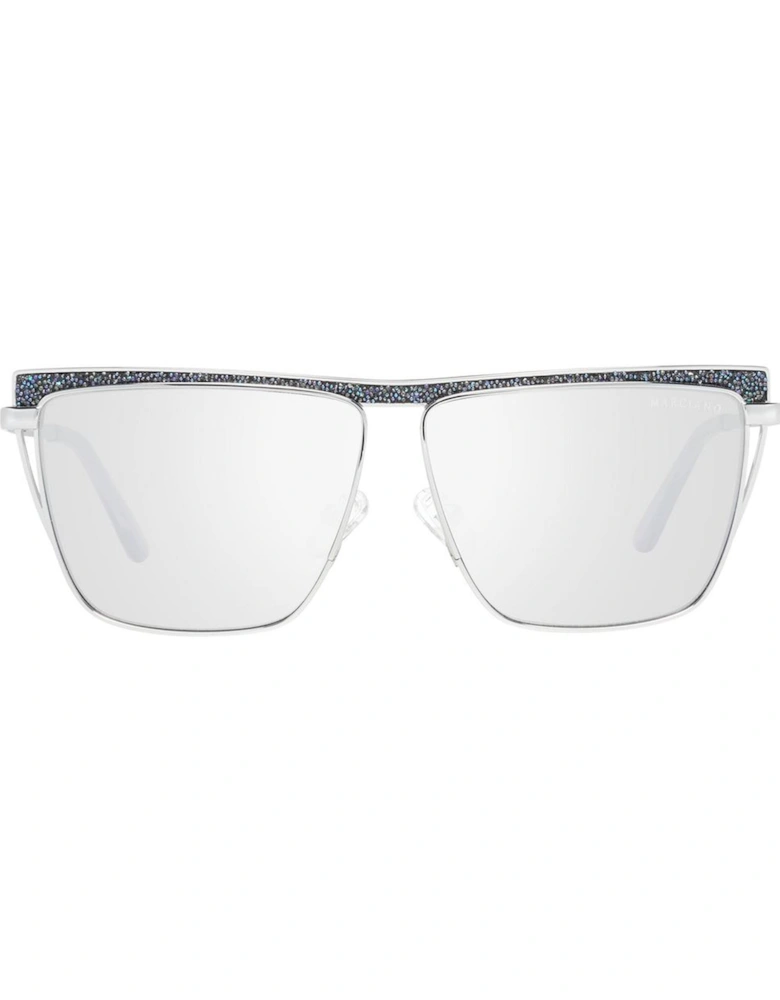 Silver Trapezium Sunglasses with Yellow Mirrored Lenses Women