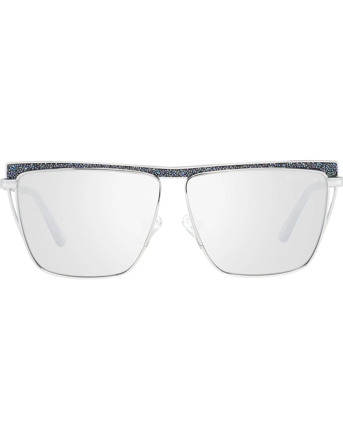 Silver Trapezium Sunglasses with Yellow Mirrored Lenses Women