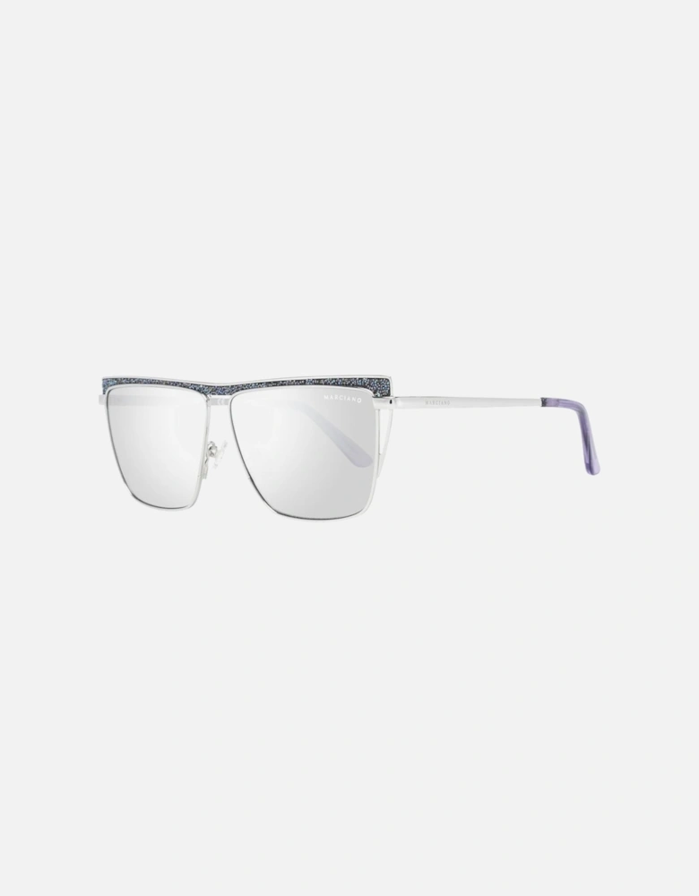 Silver Trapezium Sunglasses with Yellow Mirrored Lenses Women