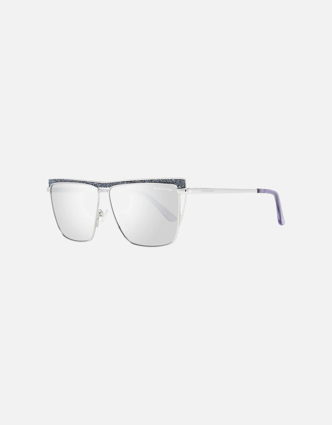 Silver Trapezium Sunglasses with Yellow Mirrored Lenses Women, 5 of 4