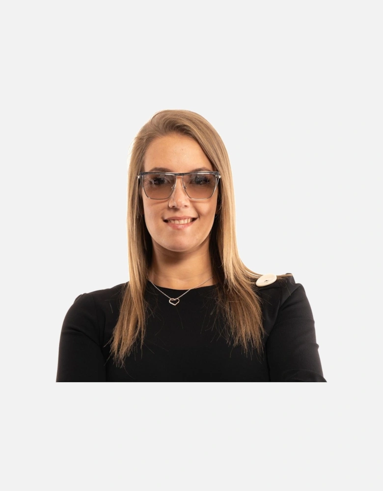 Silver Trapezium Sunglasses with Yellow Mirrored Lenses Women