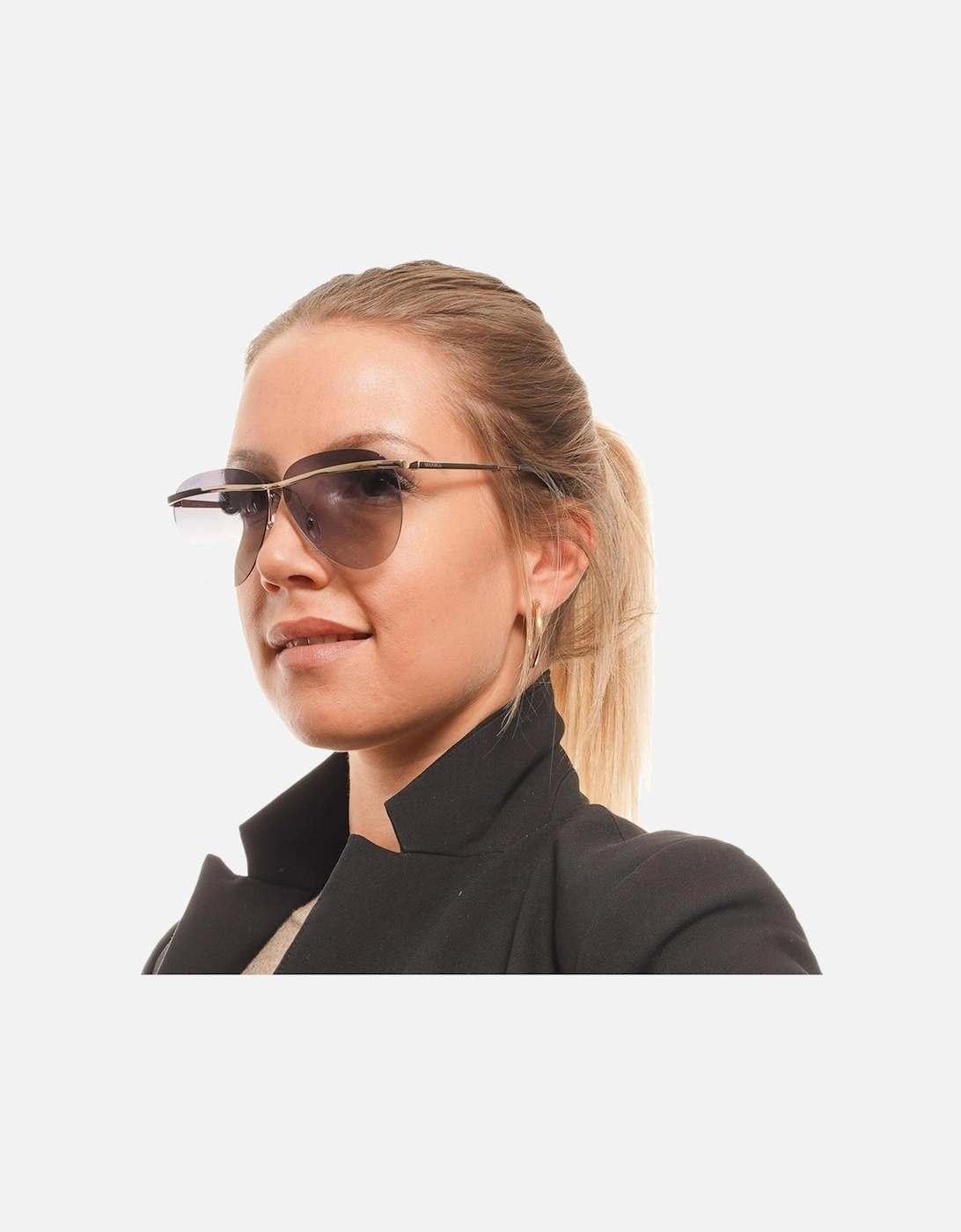 Gold Aviator Sunglasses with Grey Gradient Lenses Women