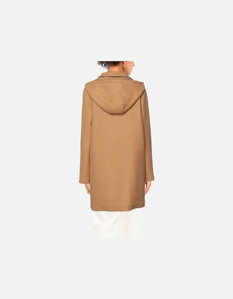 Hooded Wool Coat Camel Style Women - Brown Jackets