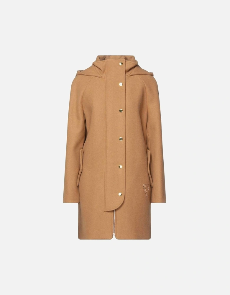 Hooded Wool Coat Camel Style Women - Brown Jackets