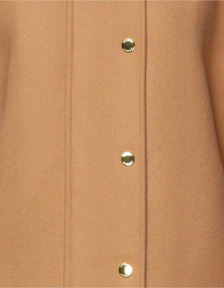 Hooded Wool Coat Camel Style Women - Brown Jackets