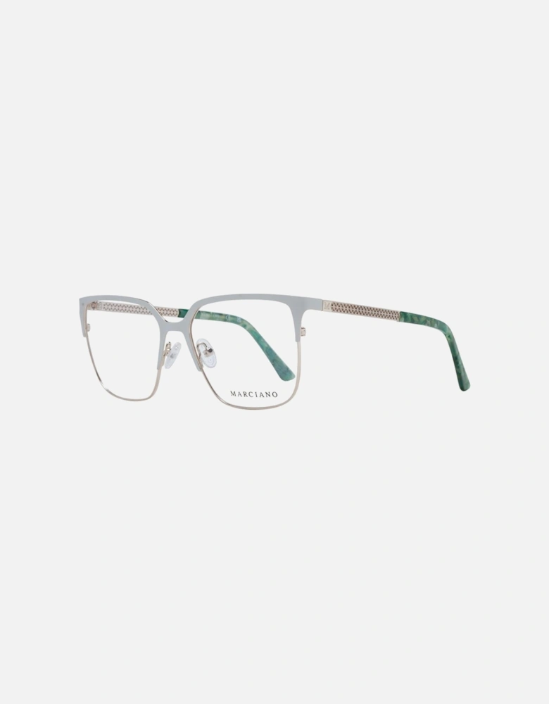 Metal Square Frame Glasses with Demo Lenses Women - Cream