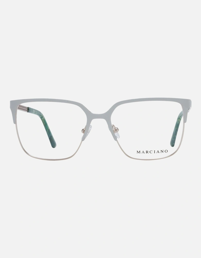 Metal Square Frame Glasses with Demo Lenses Women - Cream