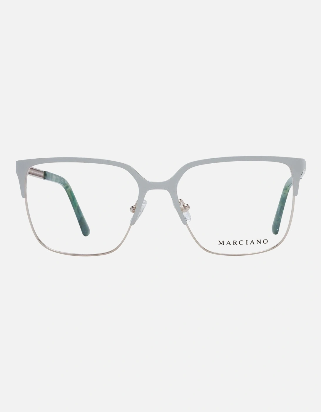 Metal Square Frame Glasses with Demo Lenses Women - Cream