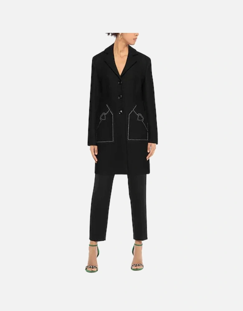 Wool Coat Heart Detail LO6953 Women - Black Jackets
