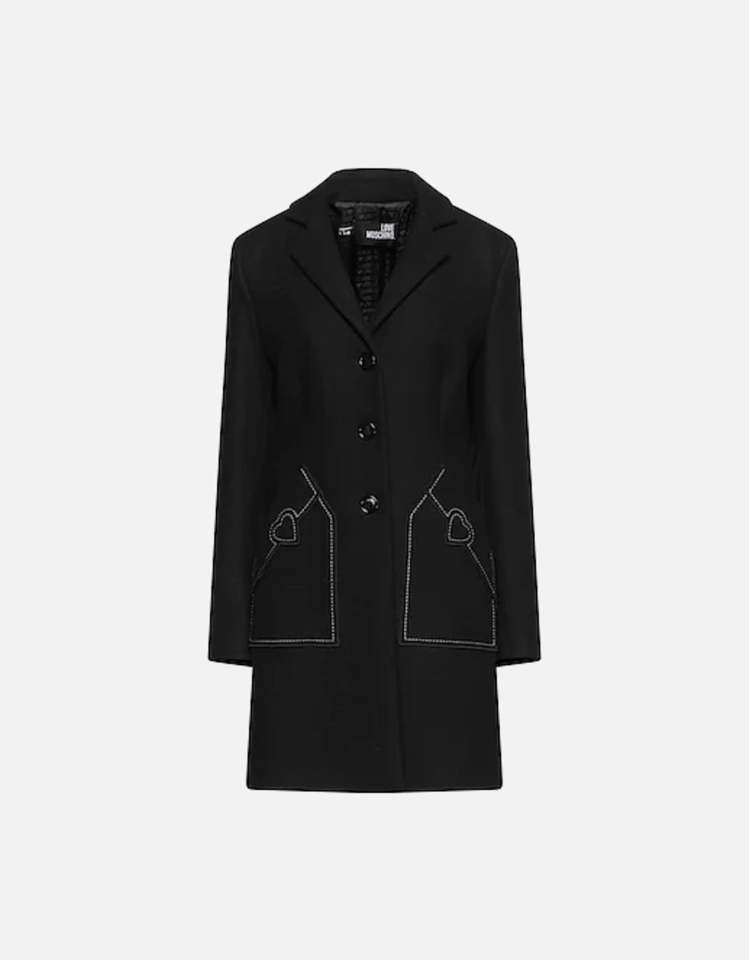 Wool Coat Heart Detail LO6953 Women - Black Jackets, 5 of 4