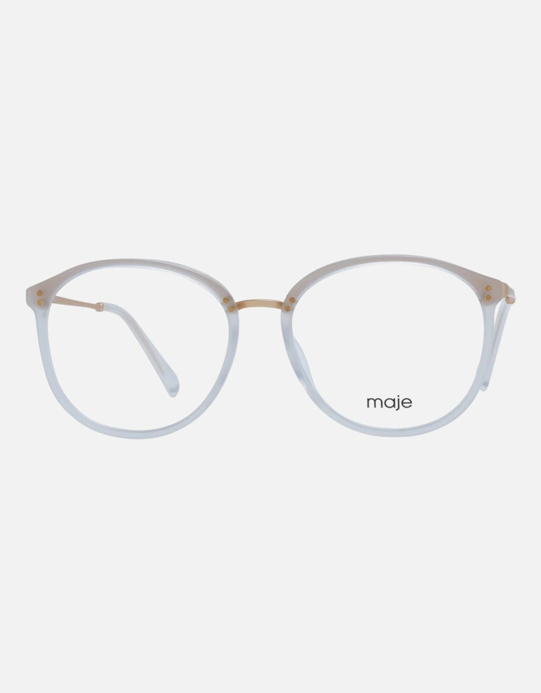 White Round Acetate and Stainless Steel Eyeglasses Women Frames