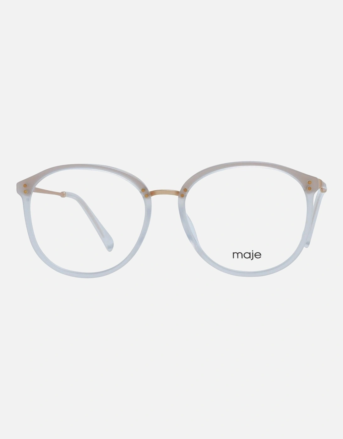 White Round Acetate and Stainless Steel Eyeglasses Women Frames