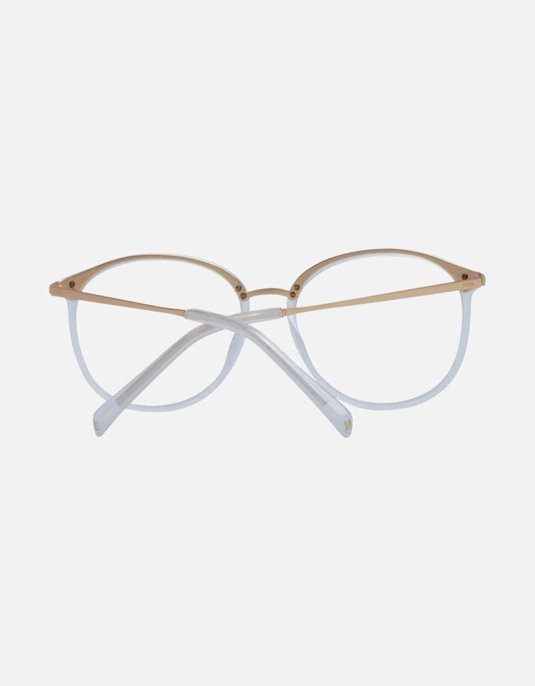 White Round Acetate and Stainless Steel Eyeglasses Women Frames