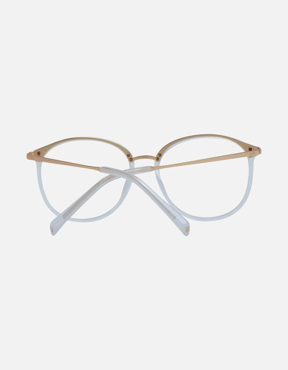 White Round Acetate and Stainless Steel Eyeglasses Women Frames