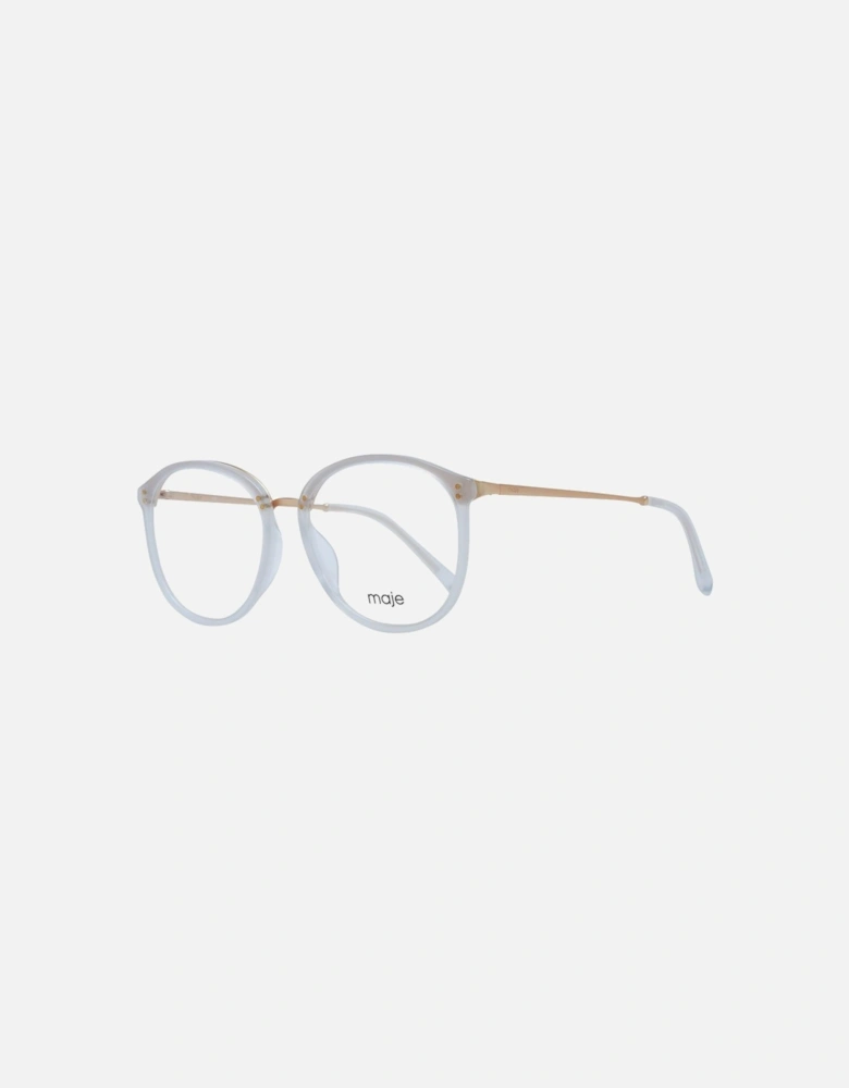 White Round Acetate and Stainless Steel Eyeglasses Women Frames