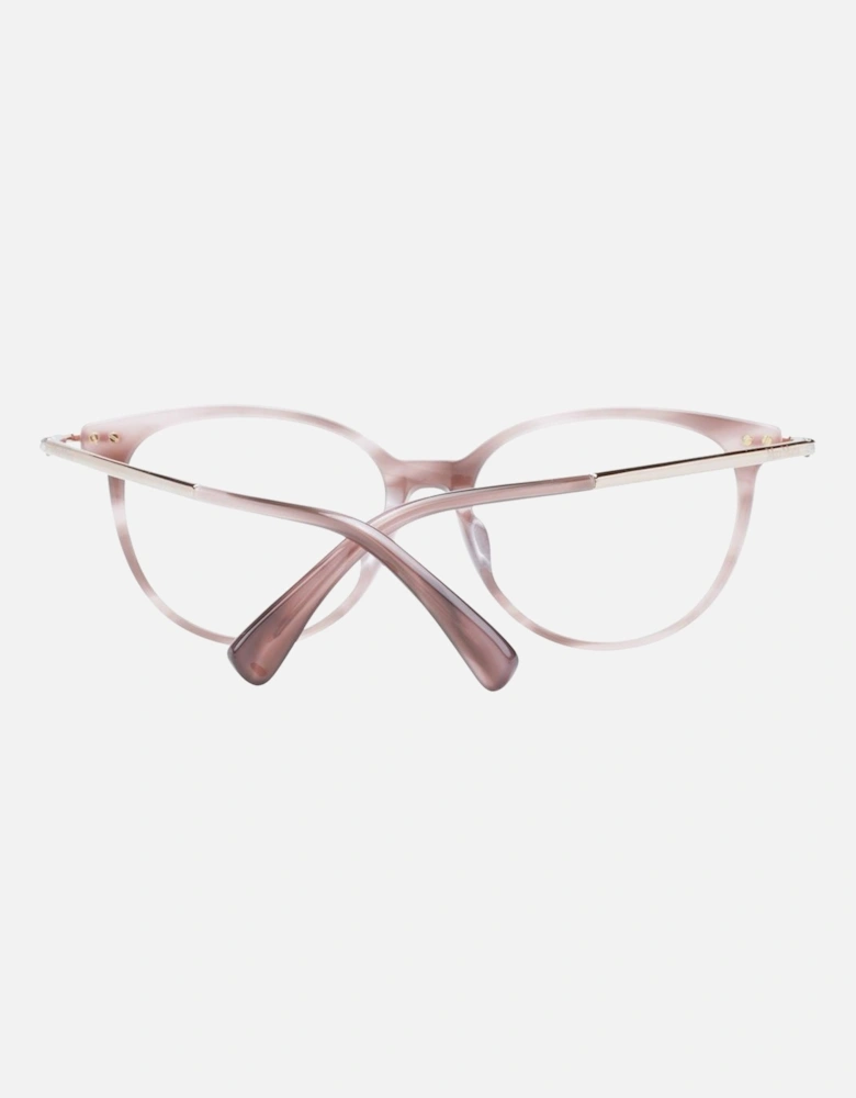 Rose Round Plastic Glasses with Demo Lenses. Women - Pink Frames