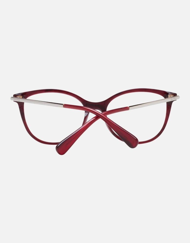Red Round Plastic Frame Demo Glasses Women