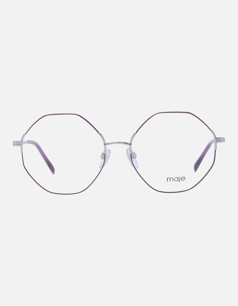 Purple Metal Full-Rim Glasses with Demo Plastic Lenses Women Frames