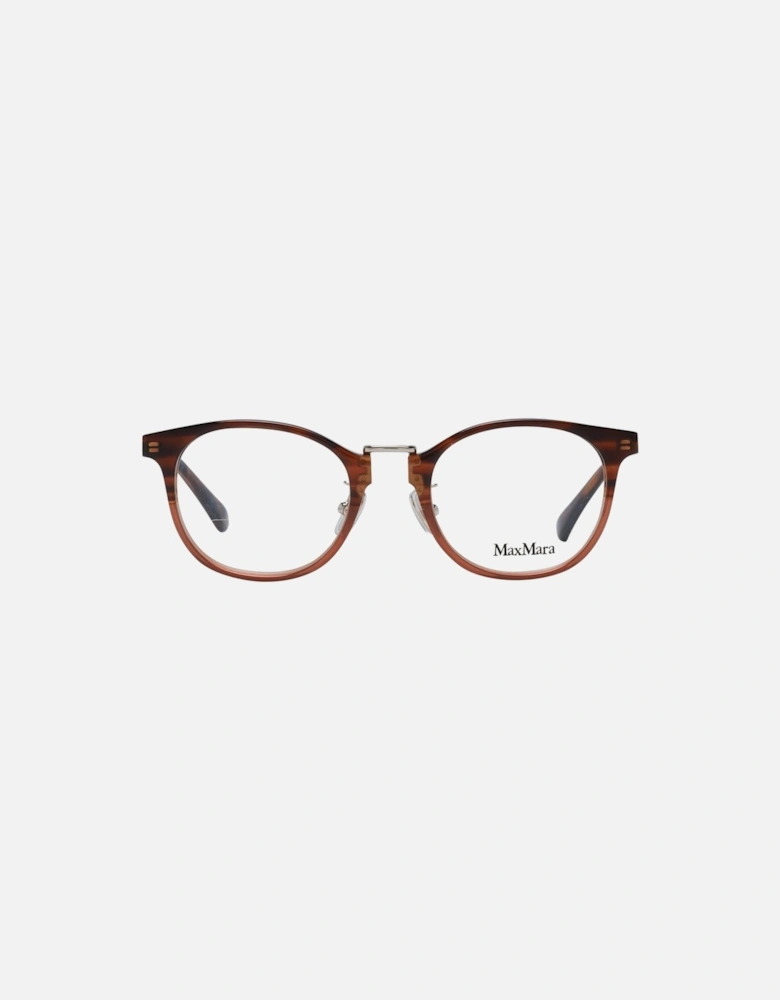 Brown Round Plastic Frame Demo Glasses - Womens